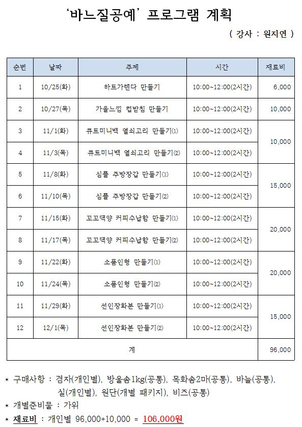 <철마도서관 바느질공예 교육프로그램 수강> 안내 첨부이미지 : 바느질 공예.JPG