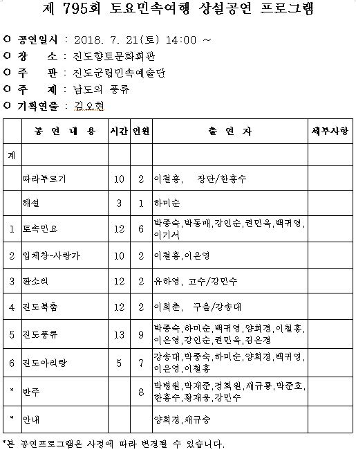 2018 진도토요민속여행 상설공연 7월중 프로그램 안내 첨부이미지 : 795.JPG