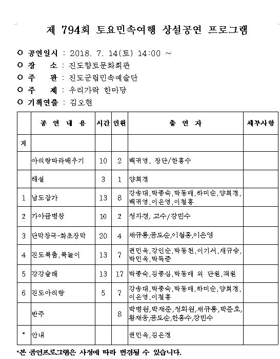 2018 진도토요민속여행 상설공연 7월중 프로그램 안내 첨부이미지 : 794.JPG