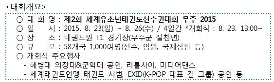 <제2회 세계유소년태권도선수권대회>관람안내 첨부이미지 : 캡처.JPG