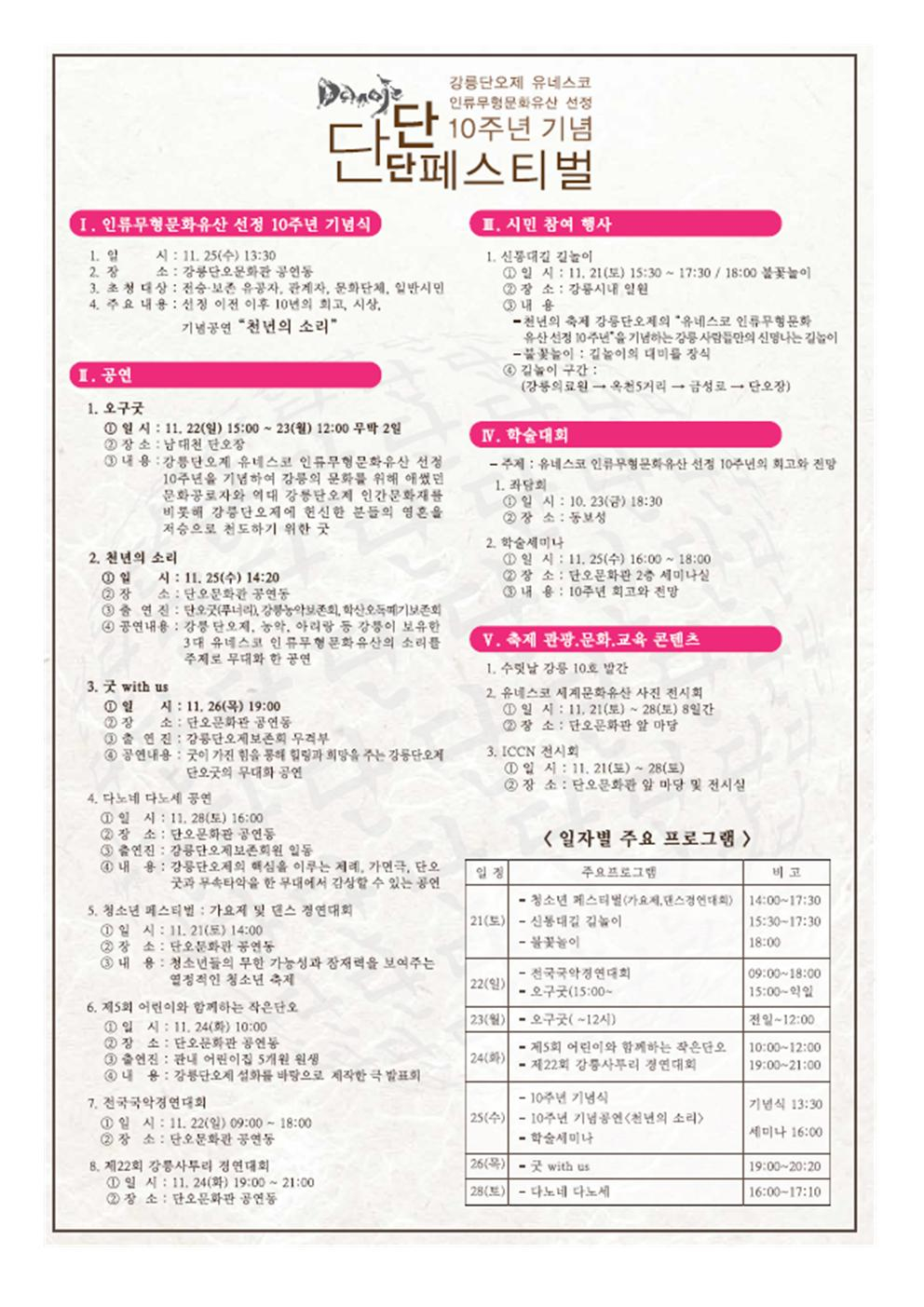 강릉단오제 유네스코 선정 10주년기념 「단단단 페스티벌」 첨부이미지 : 빈 문서 2001.jpg