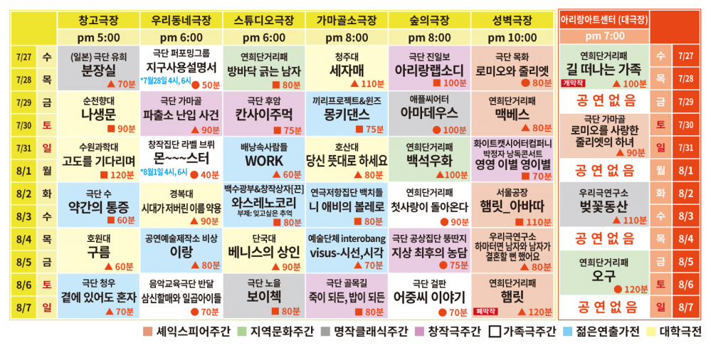 <제16회 밀양여름공연예술축제>안내 첨부이미지 : 축제 일정표_6.29.jpg