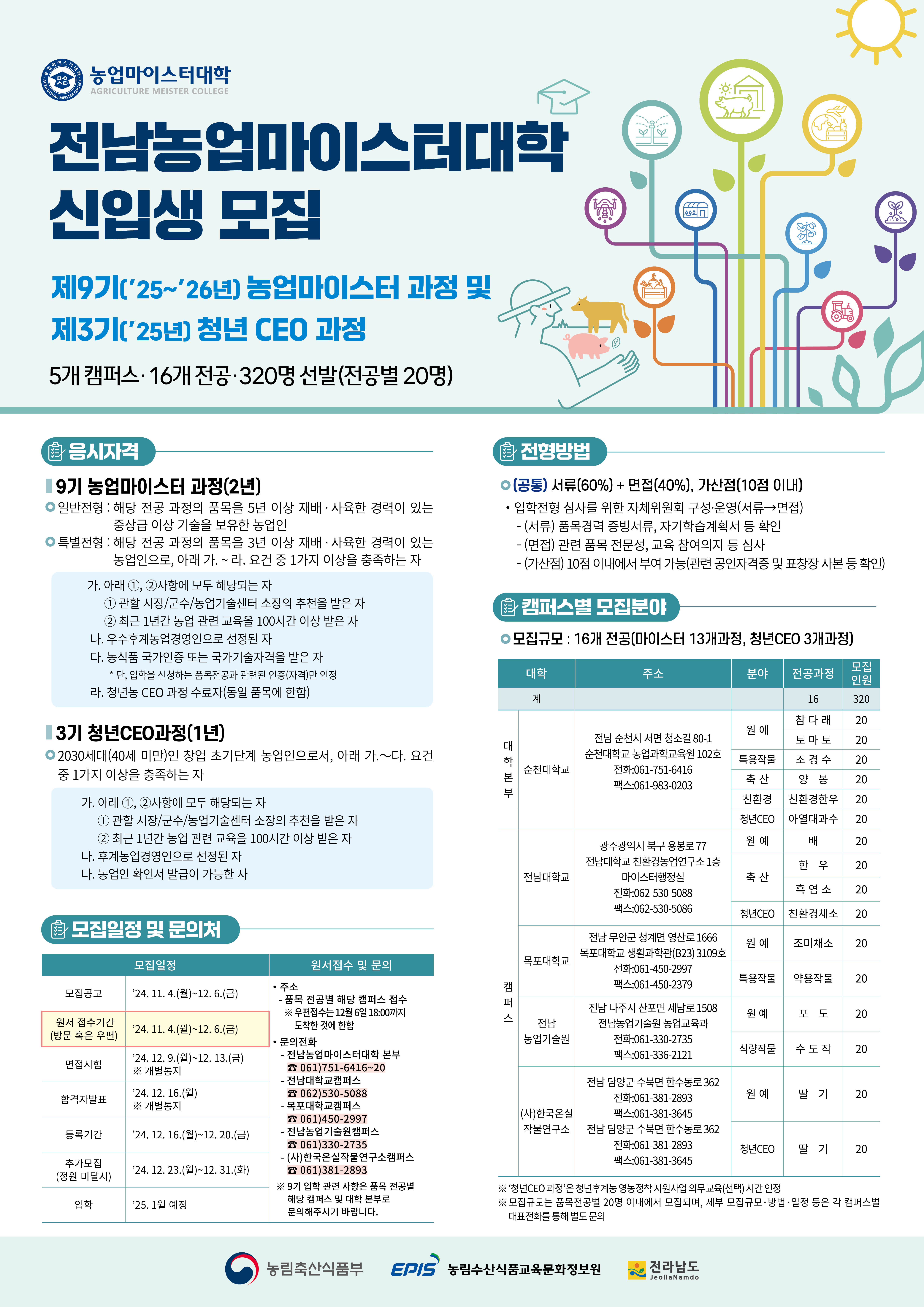 전남 농업마이스터대학 제9기(‘25~’26) 교육생 모집 안내 첨부#1