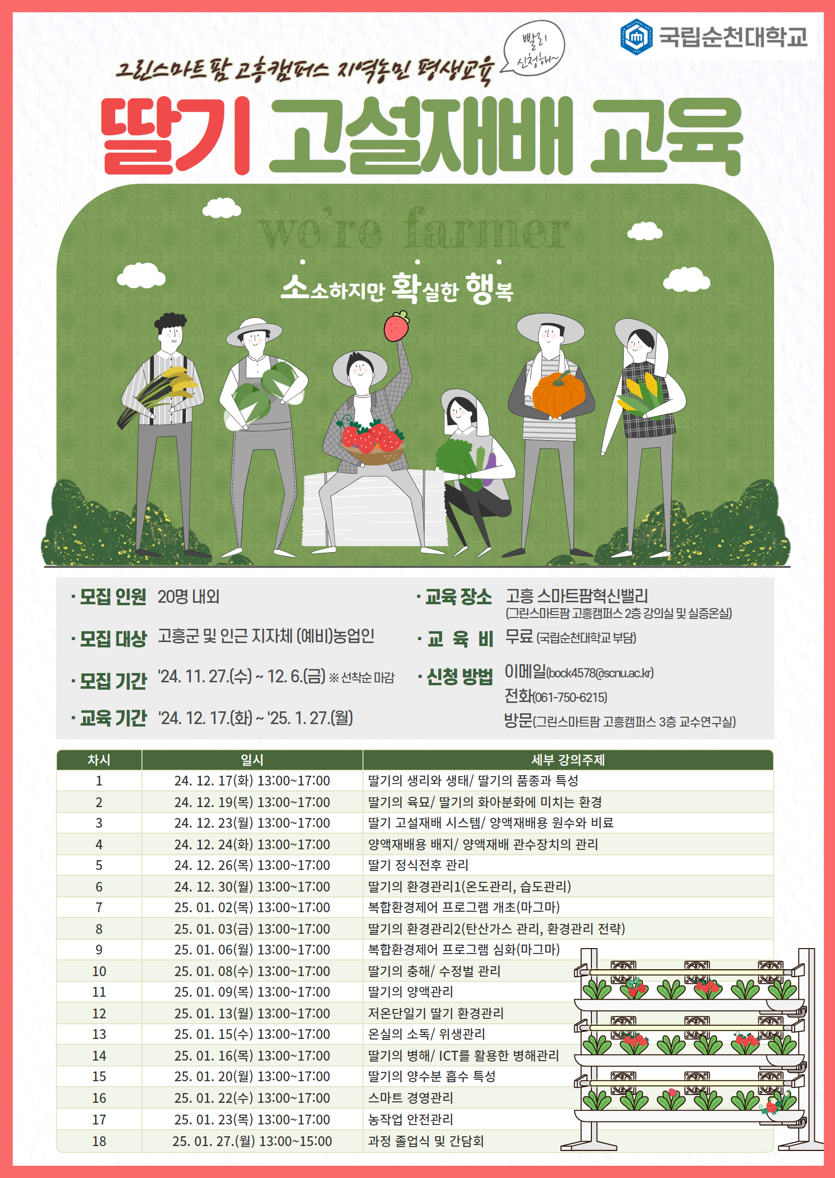 2024 지역농민 평생교육 프로그램(딸기 고설재배 교육) 홍보 안내 첨부#1