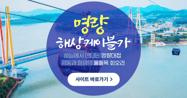 명량 해상케이블카
하늘에서 만나는 명량대첩 감동과 힐링의 울돌목 회오리
사이트 바로가기